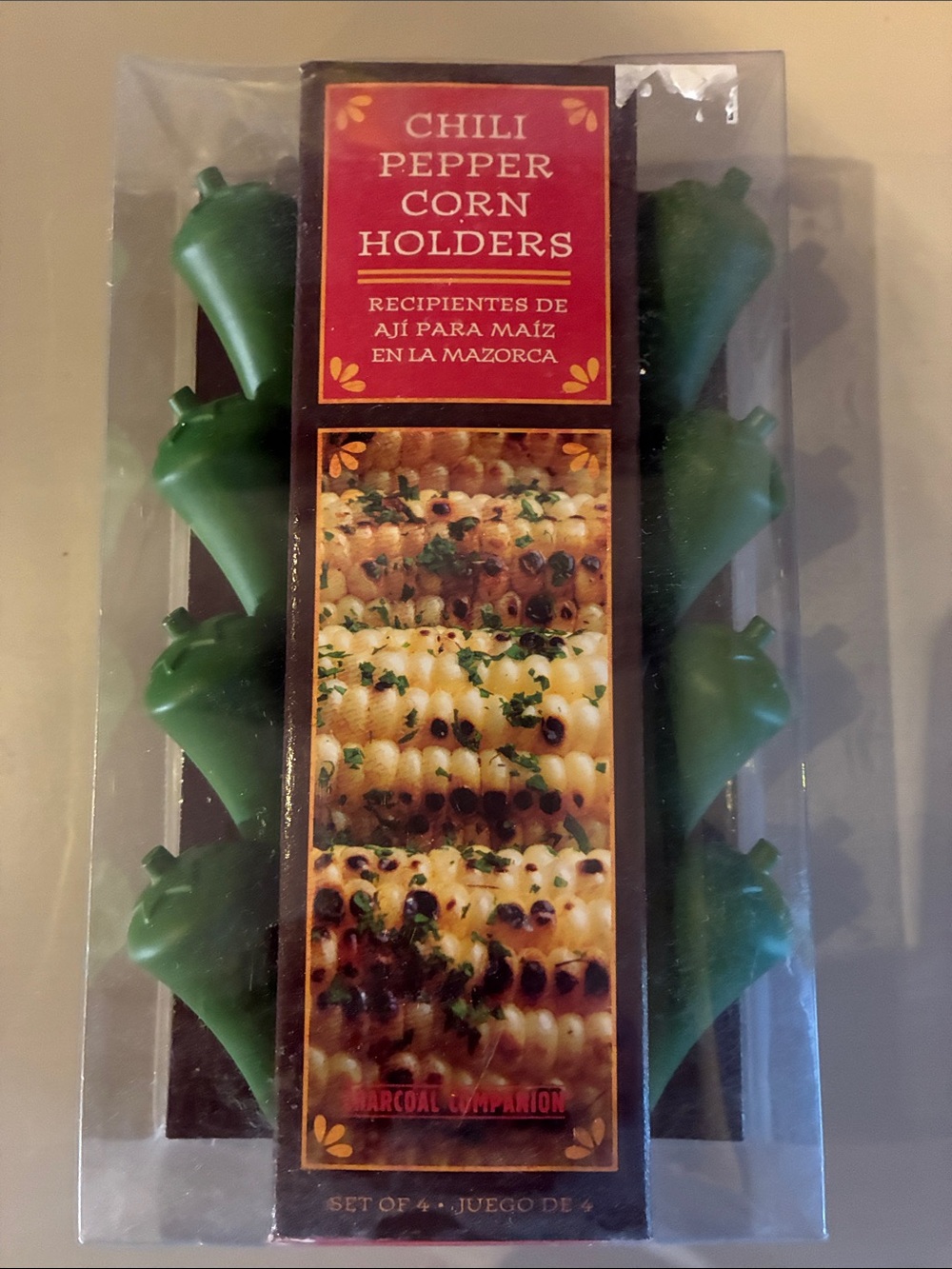 Chili pepper corn holders set of 4 stainless steel prongs NIB